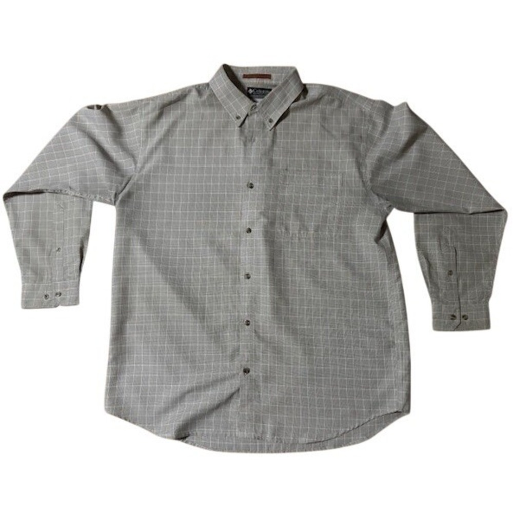 Columbia XCO Beige Plaid Shirt Mens Size XL Collared Button Down Long‎ Sleeve